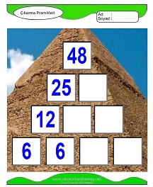 Çıkarma Pramidi Çalışma Sayfaları